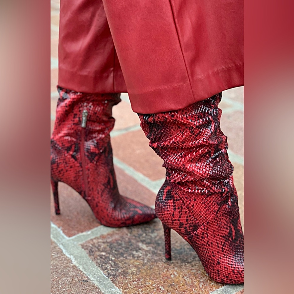 Gently Used Jessica Simpson Red Snakeskin Knee-High Boots - Picture 9 of 10